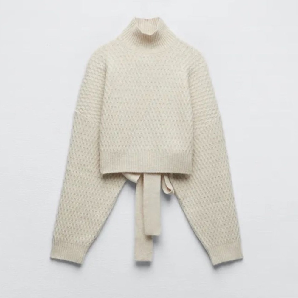 Zara Open Back Knit Mock Neck Sweater - Picture 2 of 7